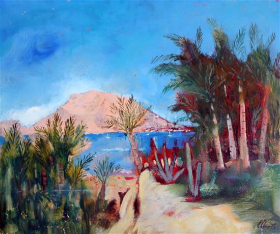 Harold Cohn (1908-1982), oil on board, Guaxmas from Playa dCortes, signed with COA verso, 50.5 x 61cm, unframed